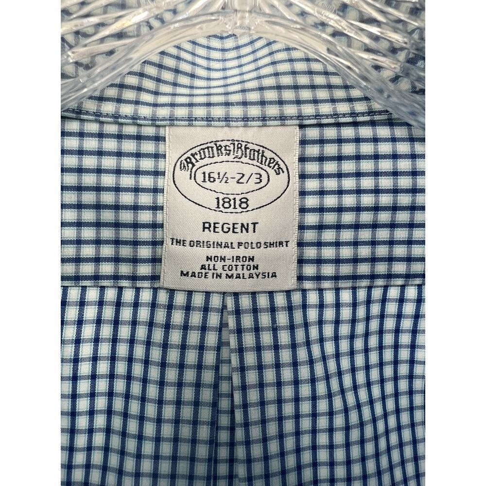 Brooks Brothers Men’s Long Sleeve Regent Button Up Check Shirt No Iron Size 16.5 - Picture 3 of 8